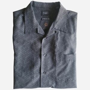 Haggar Mens Button Down Shirt Medium Dress Casual Summer Office Work